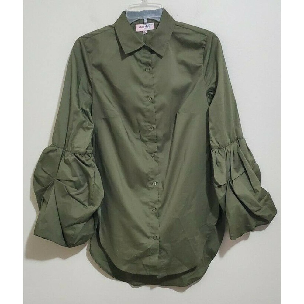 Star Style Boho Peasant Button Front Blouse Shirt